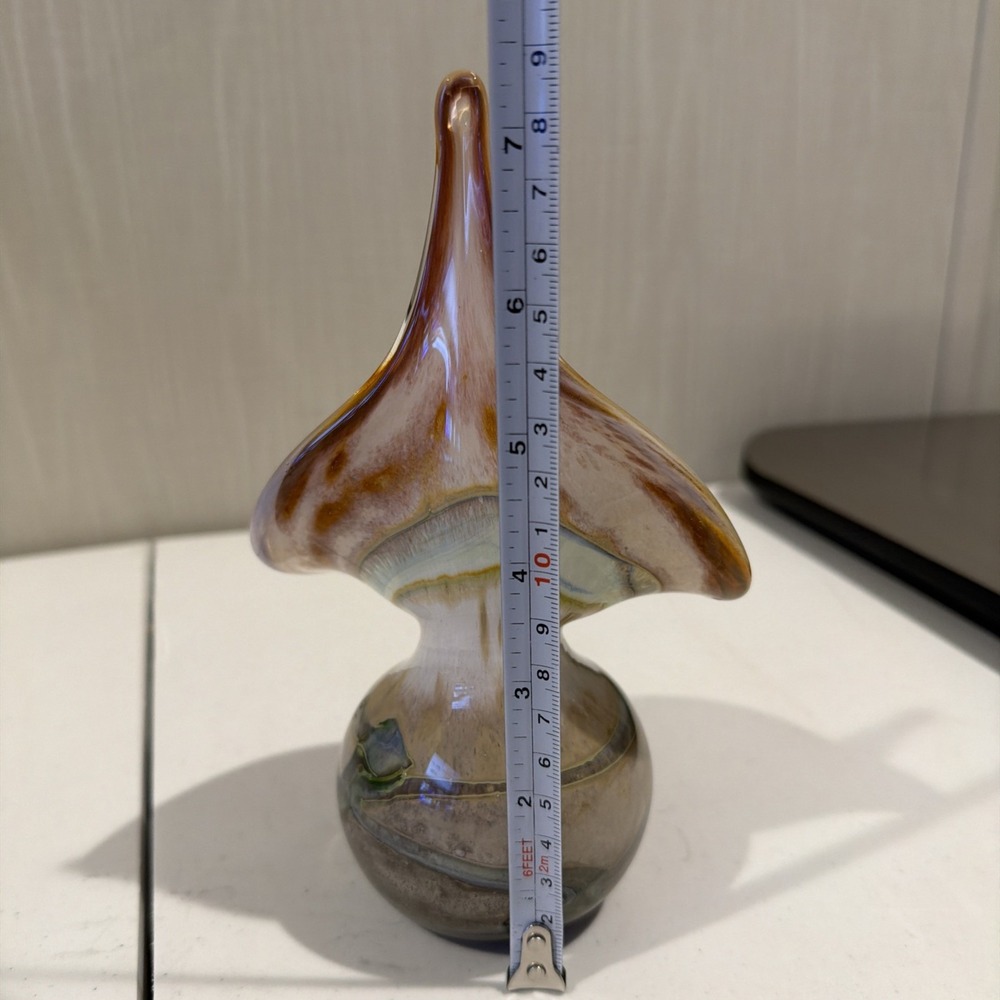 Vtg RARE Mtarfa Glassblowers Malta Signed Jack In The Pulpit Vase Valletta Glass - Picture 7 of 9
